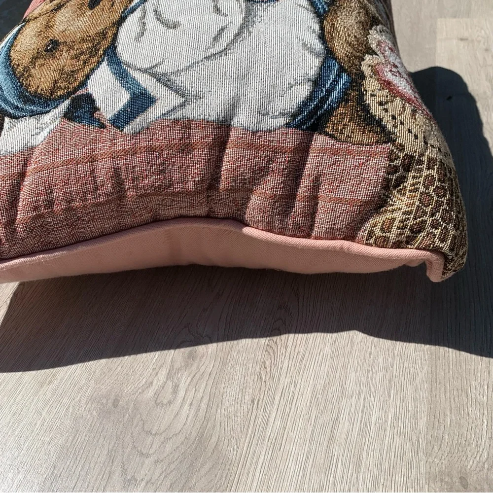 Riverdale Decorative Products Vintage Tapestry Throw Pillow Teddy Bears 1990s